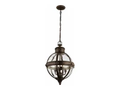 Lámpara Suspendida-Lampadario Industrial Nordico Adams Acciaio Bronzo Inglese Vetro 3 Luci E14 Bronce