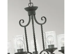 Lampadario Industrial Nordico Casa Alluminio Nero Antico Vetro 5 Luci E27 Negro Best