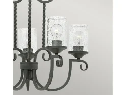 Lampadario Industrial Nordico Casa Alluminio Nero Antico Vetro 5 Luci E27 Negro Best