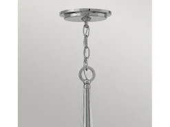 Outlet Lampadario Industrial Nordico Ascher Acciaio Nichel Lucido Cristallo 6 Luci E14 Gris