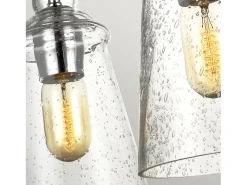 Lampadario Industrial Nordico Loras Acciaio Vetro 3 Luci E27 Gris Sale