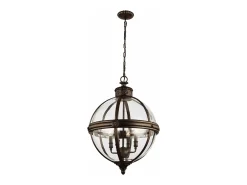 Sale Lampadario Industrial Nordico Adams Acciaio Bronzo Inglese Vetro 4 Luci E14 Bronce