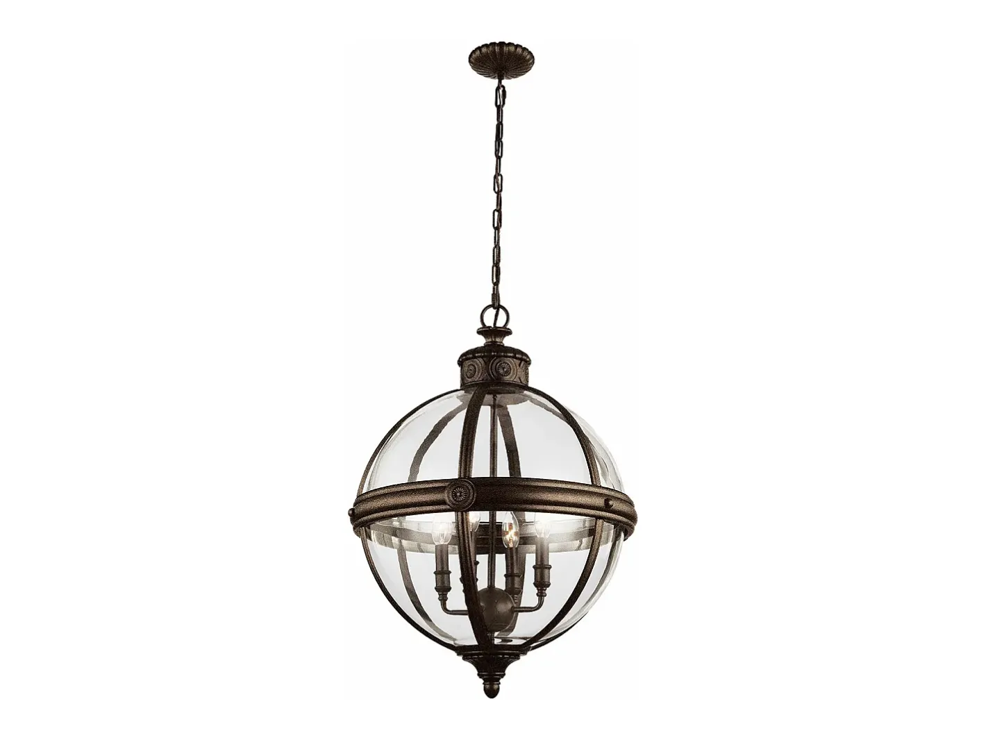Sale Lampadario Industrial Nordico Adams Acciaio Bronzo Inglese Vetro 4 Luci E14 Bronce