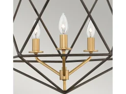 Discount Lampadario Industrial Nordico Astrid Metallo Bronzo Opaco 3 Luci E14 Bronce