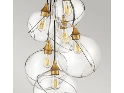 Lampadario Industrial Nordico Skye Acciaio Ottone Antico 6 Luci E27 Camel Online