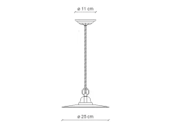 Discount Ferroluce Lampadario Industrial Potenza Ferro E Ceramica Nero Diam. 25Cm 1 Luce E27 Negro