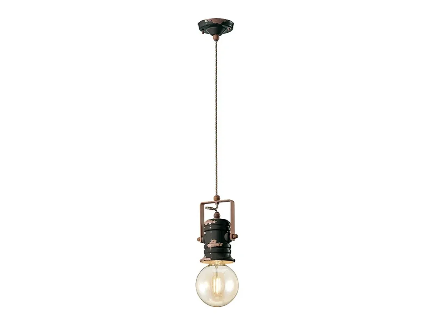Sale Ferroluce Lampadario Industrial Urban Ferro E Ceramica Vintage Nero 1 Luce E27 19Cm Negro