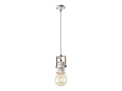 Ferroluce Lampadario Industrial Urban Ferro Ceramica Vintage Bianco 1 Luce E27 19Cm Blanco Best
