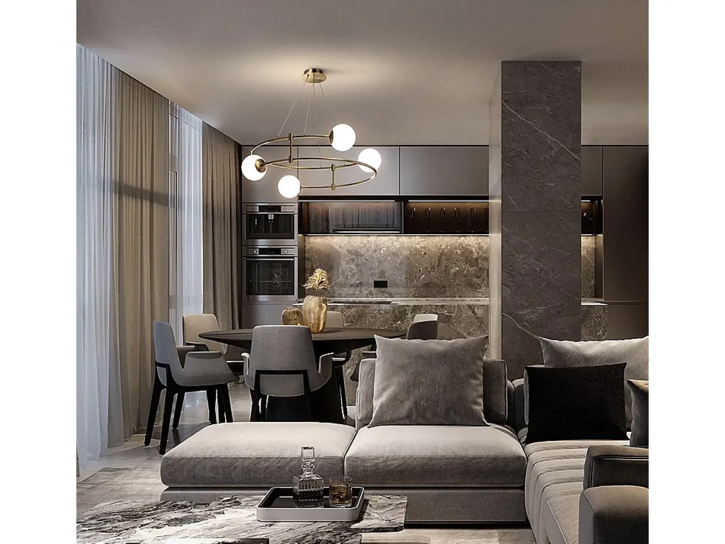 New Maytoni Lampadario Minimal Balance In Metallo Oro 4 Luci E Diffusori Sferici Bianchi Dorado