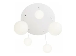 Maytoni Lámpara Suspendida-Lampadario Minimal Basic Form In Metallo Bianco 5 Luci Con Diffusori In Vetro Dorado