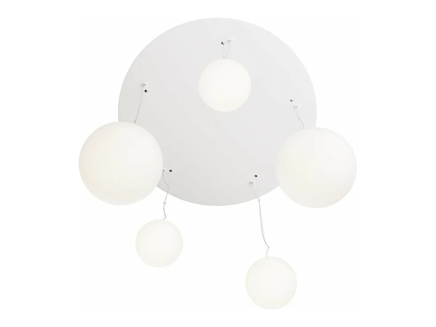 Maytoni Lámpara Suspendida-Lampadario Minimal Basic Form In Metallo Bianco 5 Luci Con Diffusori In Vetro Dorado