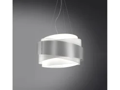 Lámpara Suspendida-Lampadario Moderno Bea Polilux ® Argento E Metallo Cromo 5 Luci E27 D80Cm Plateado
