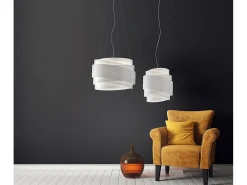 Outlet Lampadario Moderno Bea Polilux ® Bianco E Metallo Cromo 5 Luci E27 Blanco
