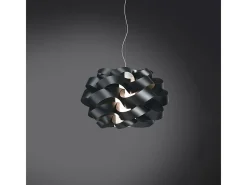 Lampadario Moderno Cloud Polilux ® Nero E Metallo Cromo 5 Luci E27 Negro