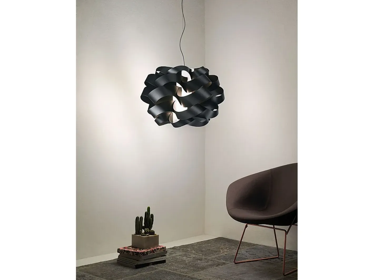 Discount Lampadario Moderno Cloud Polilux ® Nero E Metallo Cromo 2 Luci E27 Negro