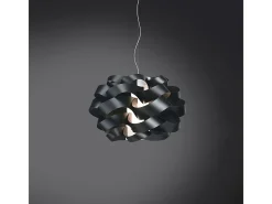 Discount Lampadario Moderno Cloud Polilux ® Nero E Metallo Cromo 2 Luci E27 Negro