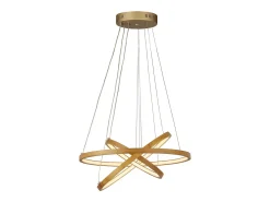 Lámpara Suspendida-Lampadario Moderno Eternità Acciaio Marrone Legno Bianco Led 9,4W Blanco