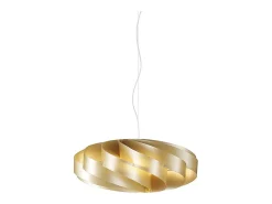 Lámpara Suspendida-Lampadario Moderno Flat Polilux ® New Gold E Metallo Cromo 3 Luci E27 Dorado