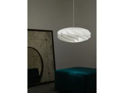 Lámpara Suspendida-Lampadario Moderno Flat Polilux ® Bianco E Metallo Cromo 3 Luci E27 Blanco