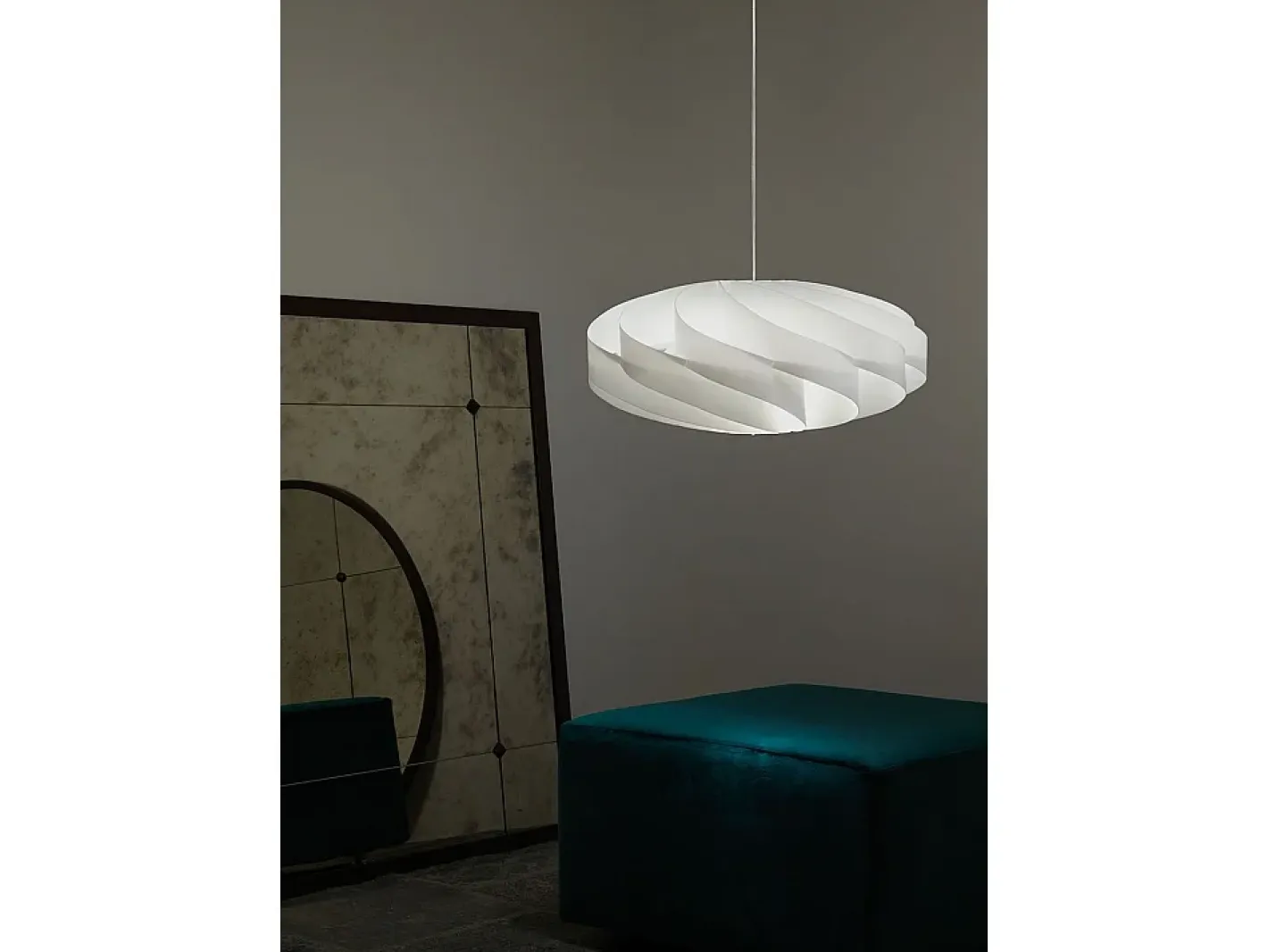 Lámpara Suspendida-Lampadario Moderno Flat Polilux ® Bianco E Metallo Cromo 3 Luci E27 Blanco