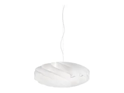 Lámpara Suspendida-Lampadario Moderno Flat Polilux ® Bianco E Metallo Cromo 3 Luci E27 Blanco