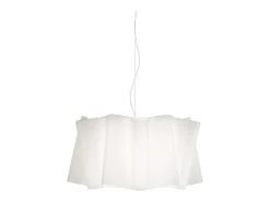 Discount Lampadario Moderno Folio Polilux ® Bianco E Metallo Cromo 5 Luci E27 Blanco
