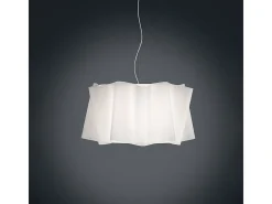 Discount Lampadario Moderno Folio Polilux ® Bianco E Metallo Cromo 5 Luci E27 Blanco