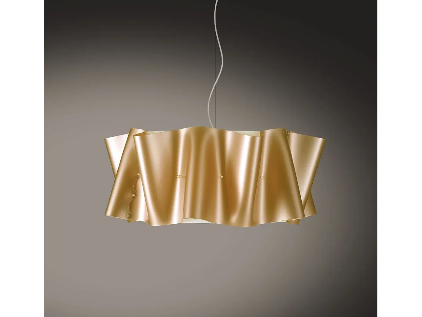 Lámpara Suspendida-Lampadario Moderno Folio Polilux ® New Gold E Metallo Cromo 5 Luci E27 Dorado