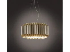 Lámpara Suspendida-Lampadario Moderno Louise Polilux ® New Gold E Metallo Cromo 5 Luci E27 Dorado