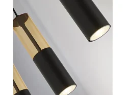 Discount Lampadario Moderno Merrygold Acciaio Nero Ambra 5 Luci Gu10 Negro