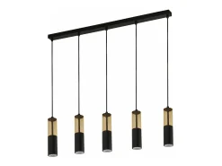 Discount Lampadario Moderno Merrygold Acciaio Nero Ambra 5 Luci Gu10 Negro