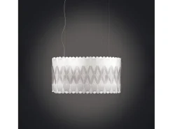 Lampadario Moderno Ovale Amanda Polilux ® Bianco E Metallo Cromo 3 Luci E27 Blanco