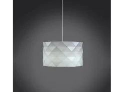 Lámpara Suspendida-Lampadario Moderno Prisma Polilux ® Bianco E Metallo Cromo 5 Luci E27 Blanco