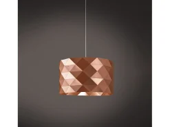 Lámpara Suspendida-Lampadario Moderno Prisma Polilux ® Rame E Metallo Cromo 3 Luci E27 Cobrizo