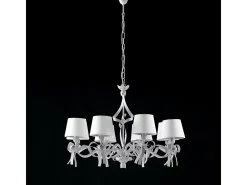 Lámpara Suspendida-Lampadario Shabby Chic Lucy Bianco 8 Luci BeLight Blanco