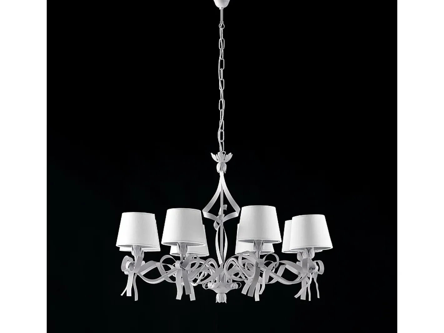 Lámpara Suspendida-Lampadario Shabby Chic Lucy Bianco 8 Luci BeLight Blanco