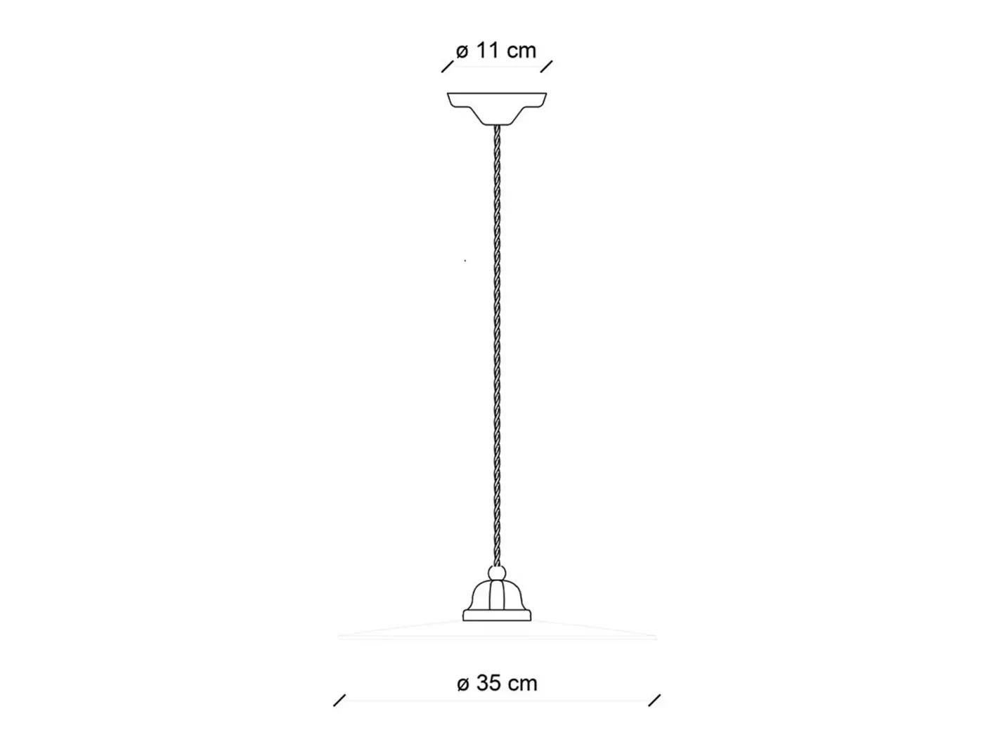 Ferroluce Lámpara Suspendida-Lampadario Vintage B&W Metallo Smaltato Nero E Bianco 1 Luce E27 35Cm Blanco