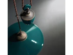 Ferroluce Lámpara Suspendida-Lampadario Vintage Country Saliscendi Ferro E Ceramica 1 Luce E27 Verde