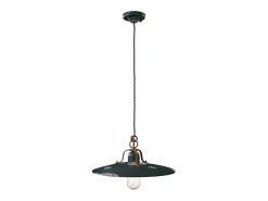 New Ferroluce Lampadario Vintage Country Ferro E Ceramica Nero 1 Luce E27 Negro