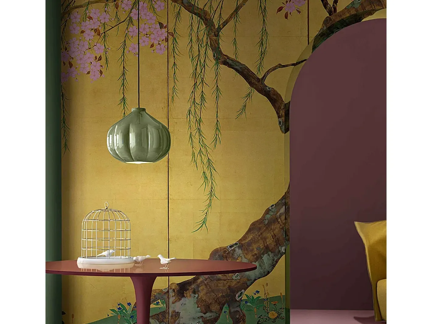 Sale Ferroluce Lampadario Vintage Decò Afoxe' Ceramica Salvia 1 Luce E27 Verde