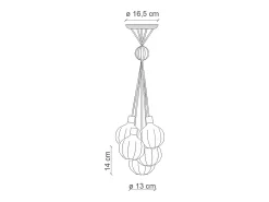 Ferroluce Lampadario Vintage Decò Afoxe' Alluminio Ceramica Vetro 6 Luci E14 Multicolor Discount