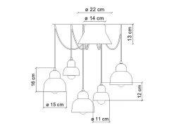Ferroluce Lampadario Vintage Decò Berimbau Mix Ceramica 3 Luci E27 Multicolor Sale