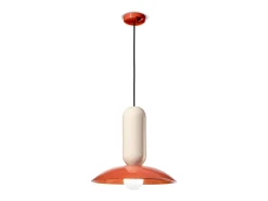 Ferroluce Lampadario Vintage Decò Pau Ceramica Crema E Turchese 1 Luce E27 Marfil