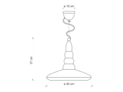 Ferroluce Lámpara Suspendida-Lampadario Vintage Vague Vintage Ferro E Ceramica 1 Luce E27 40Cm Verde