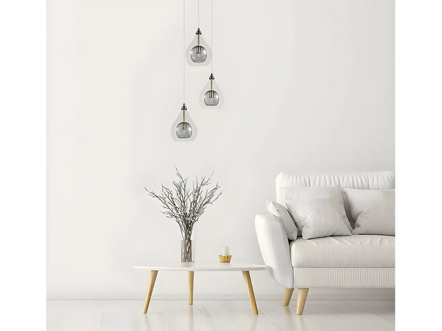 Outlet AKUNADECOR Lampara De 3 Colgantes Modelo Lhasa Cuero Dorado