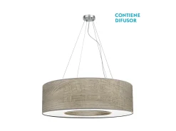 AKUNADECOR Lampara Colgante 4luces Modelo Haiti Cromo/madera Gris Plateado New