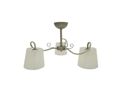 AKUNADECOR Lampara Cuzco De Tres Luces Con Pantalla Beige, Cuero Sat. 37x60x60 Cm Dorado