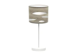 Discount AKUNADECOR Lampara De Sobremesa Color Madera Gris Modelo Odra Blanco