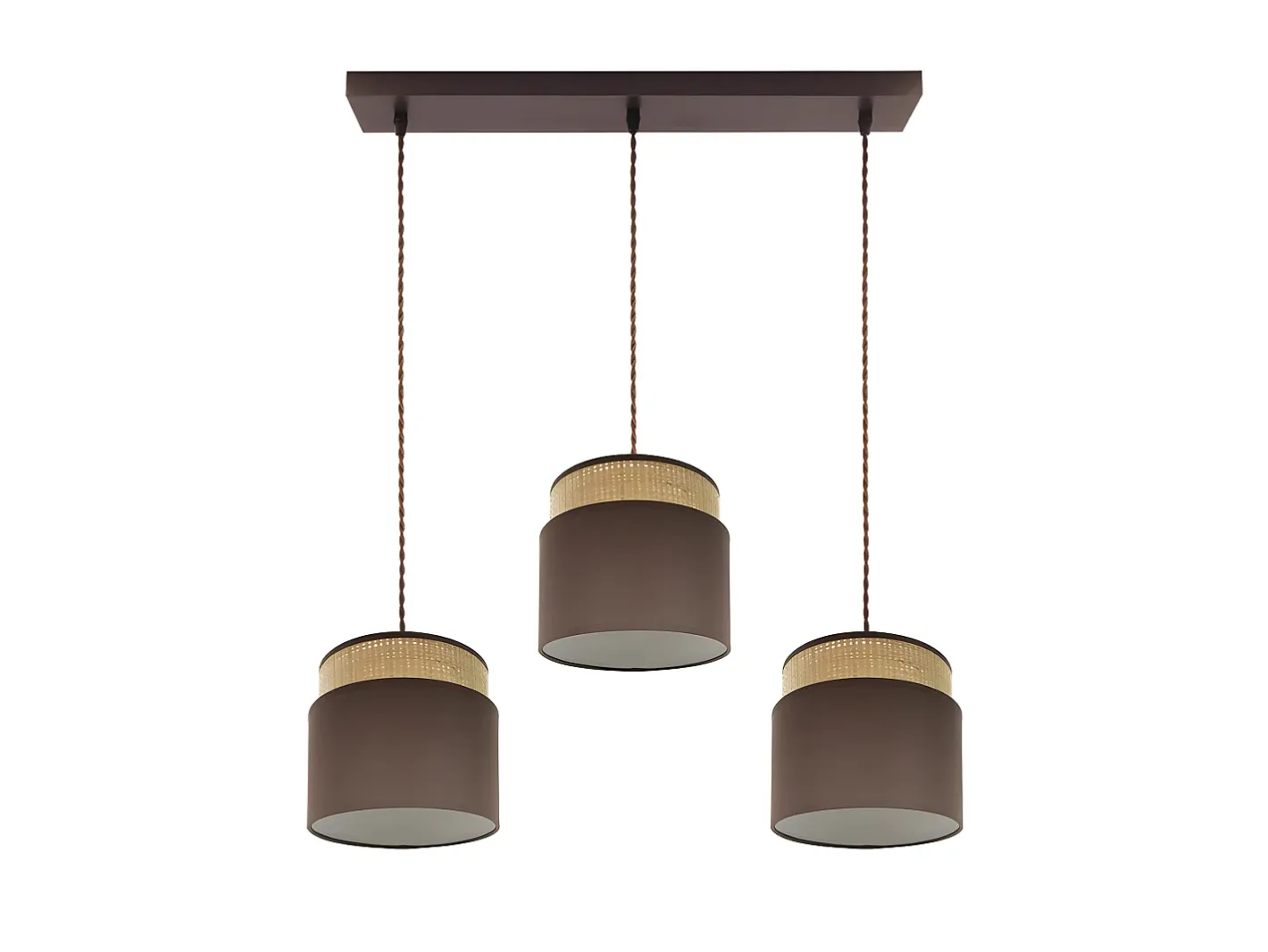 New AKUNADECOR Lampara Lineal Marron/natural Modelo Kandy 3luces Colgantes Regulable Marru00f3n