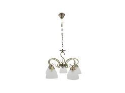 AKUNADECOR Lámpara Suspendida-Lampara Para Salon Modelo Jaipur 5 Luces, Cuero Regx46x46 Cm Dorado